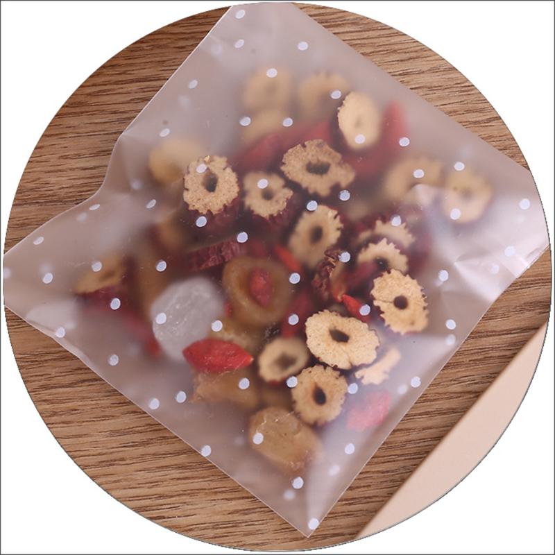 

100pcs Plastic Transparent Cellophane Bags Polka Dot Candy Cookie Gift Bag with DIY Self Adhesive Cellophane Bags for Party