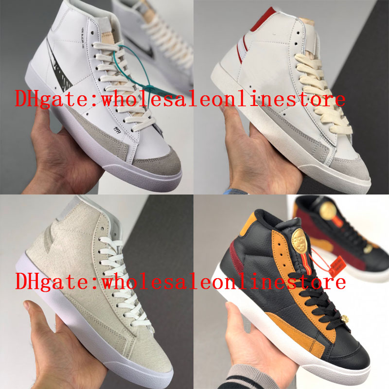 

2020 top quality mens Blazer Mid 77 Vntg Vintage QS Slam Jam Fashion Canvas Casual Shoes trainers Sports skateboard women Sneakers 36-44, Black