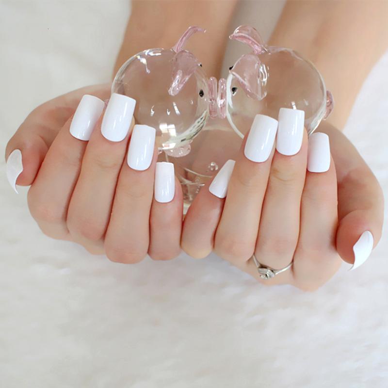 

Shiny White False Fingernails Long Artificial Fake Nail For Design DIY Full Cover Tips Salon Manicure, P01l