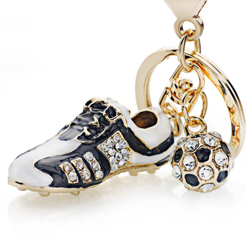

Crystal Football Soccer Shoes Rhinestone Keychains For Car Purse Bag Buckle Pendant Keyrings Key Chains Women Gift