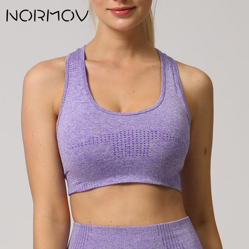 

NORMOV Sports Bra Seamless Women Fitness Running Push Up Yoga Bra Gather Together Beautiful Back Women Breathable Sport, Blue