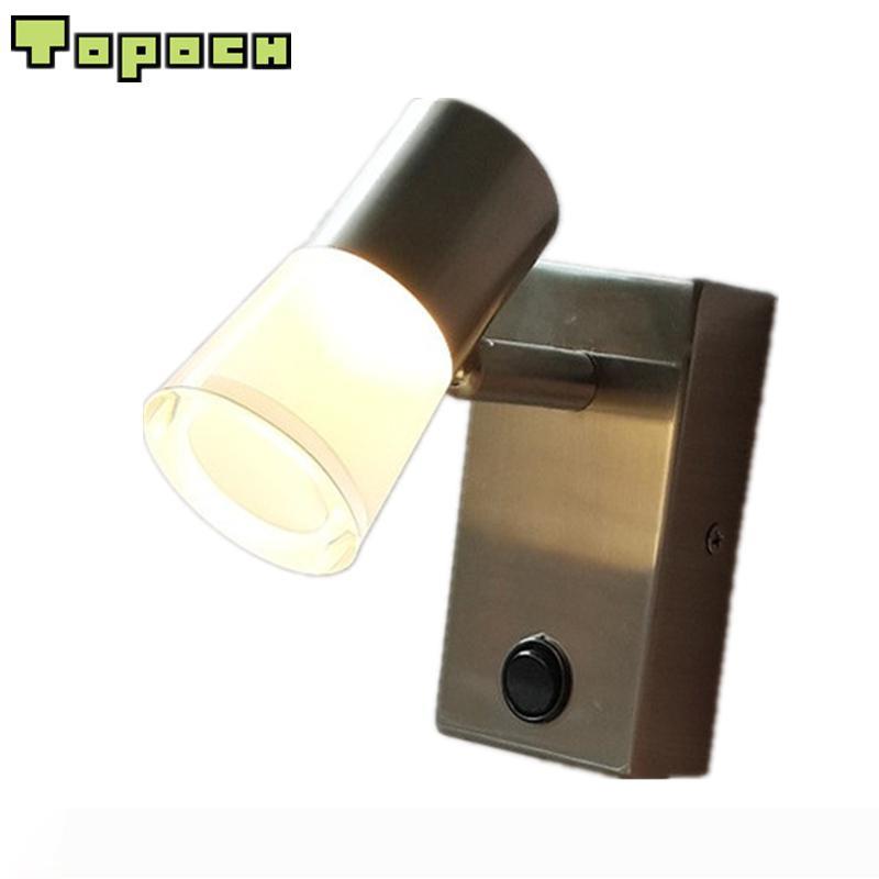 

Topoch Iron Wall Lights with Switch on off Rotational Head Nickel Finish Built-in Power Supply LED 3W 200LM Unique Acrylic Housing