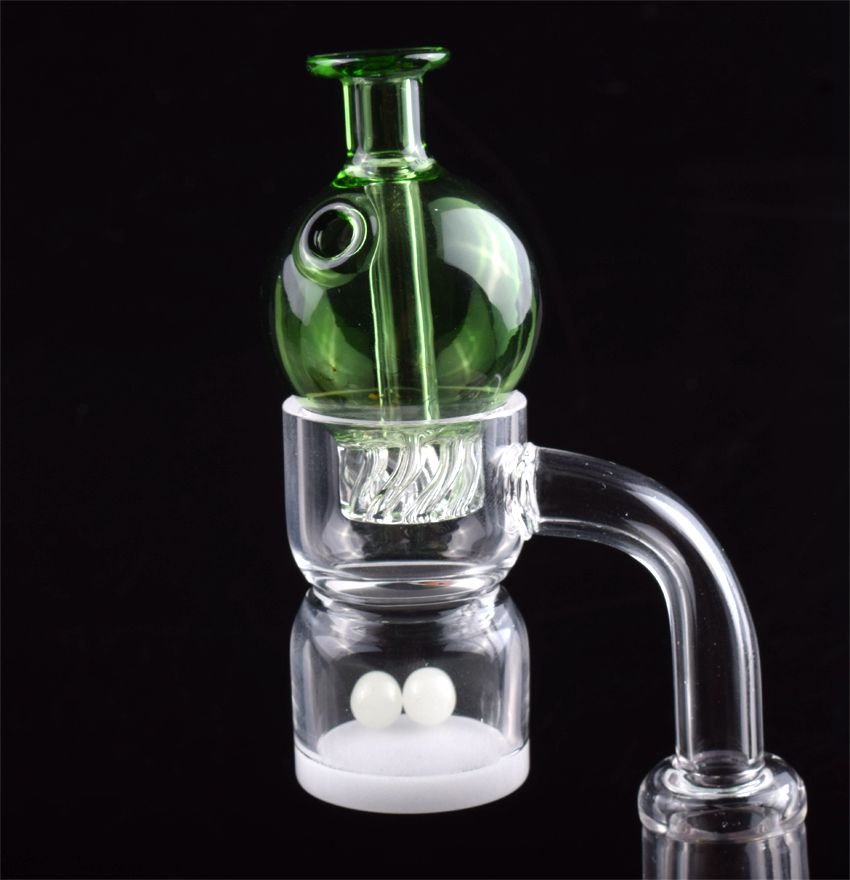 

4mm Opaque Bottom Quartz Splash Guard Banger Nail With Spinning Carb Cap and Terp Pearl Ball 10mm 14mm 18mm For Glass Water Bongs