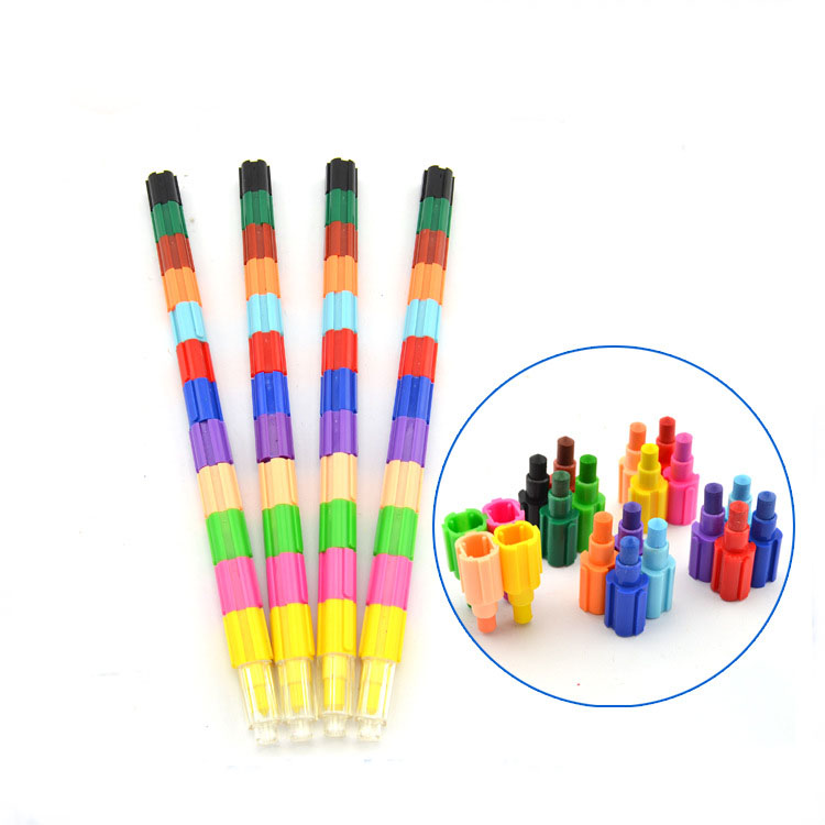 50 Pieces 6 Colors Stacking Crayons Buildable Crayons Colorful Block Crayon for Preschool Art Toys Home School Office Supplies