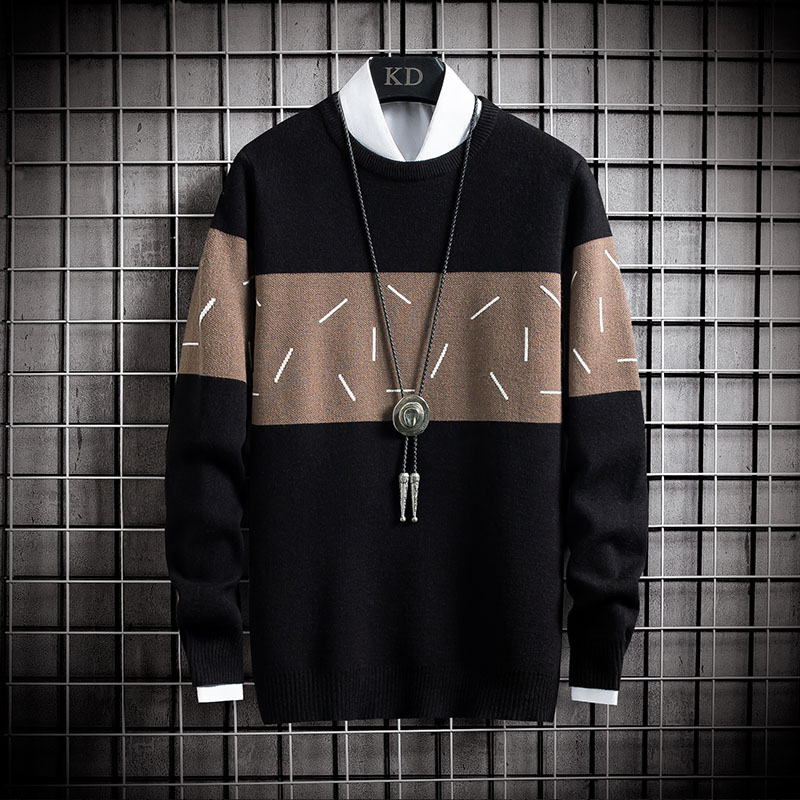 

Men Sweaters Knit High Quality Winter Clothes Warm Casual Korean Style Streetwear Mens All-match Loose Soft O-Neck Long Sleeve, Green