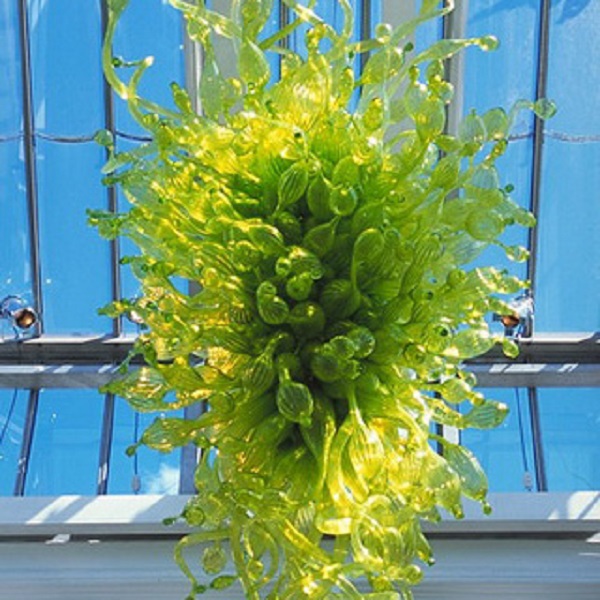 

Handmade Lamp Blown Murano Glass Ceiling Chandelier Light LED Bulbs Customized Green Modern Art Chihuly Style Chandeliers for Villa Decor