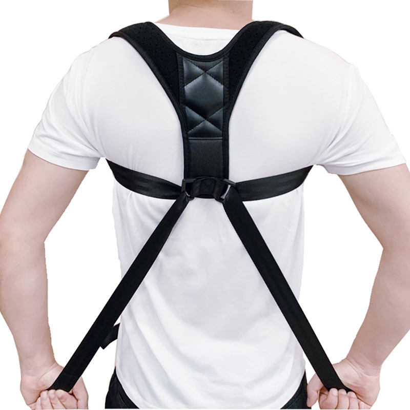 

Men Women Adjustable Posture Corrector Back Support Strap Brace Shoulder Spine Support Lumbar Posture Orthopedic Belt, Black