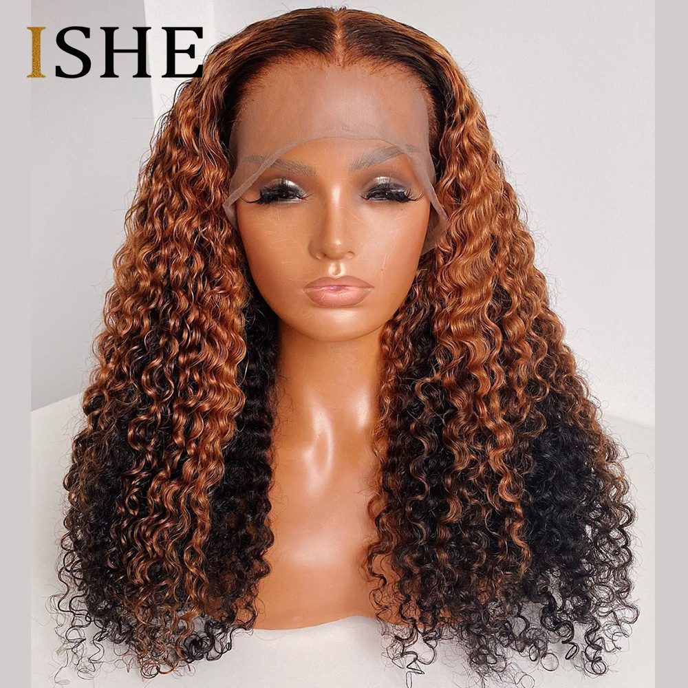 

Honey Blonde Ombre Kinky Curly 360 Lace Frontal Wig Transparent Lace Wigs Curly Human Hair Wigs Pre Plucked Lace Wigs