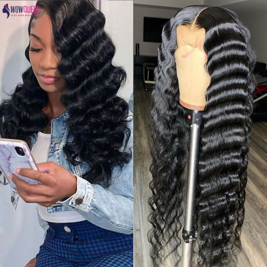 

Loose Deep Wig Human Hair Wigs 4x4 Closure Wig 5x5 Lace Closure Wig Remy Brazilian Hair Wigs 150 Density, Black