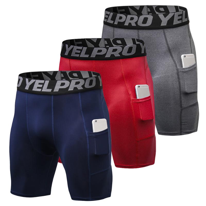 

YEL Plus Size Men Tight Workout Running Sports Shorts Letter Print 3 Piece of Pack Compression Yoga Exercise Fitness Shorts