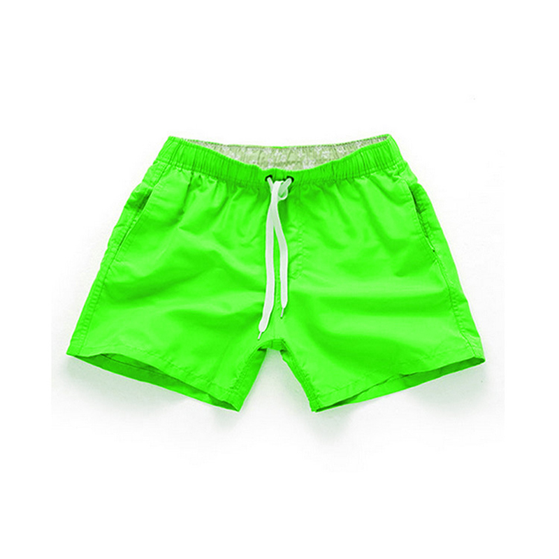 

Summer Men's Shorts Casual Mid Waist Beach Shorts Solid Straight Drawstring Four Colors S-2XL, Fluorescent green