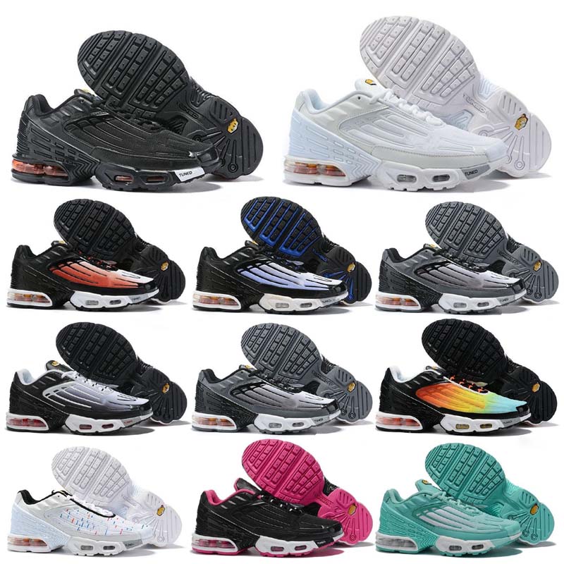 

Plus III 3 TN Men Women TUNED Running Shoes Classic Outdoor tn Black White Sport Shock Sneakers Requin Blue Spider 36-45, Color 9