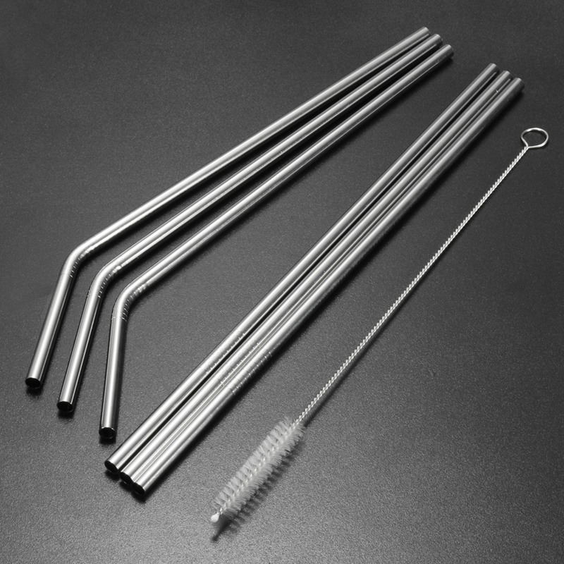 

Reusable Stainless Steel Straws straight and bend cleaning brush reusable drinking straw bar drinking tool for 20oz 30oz