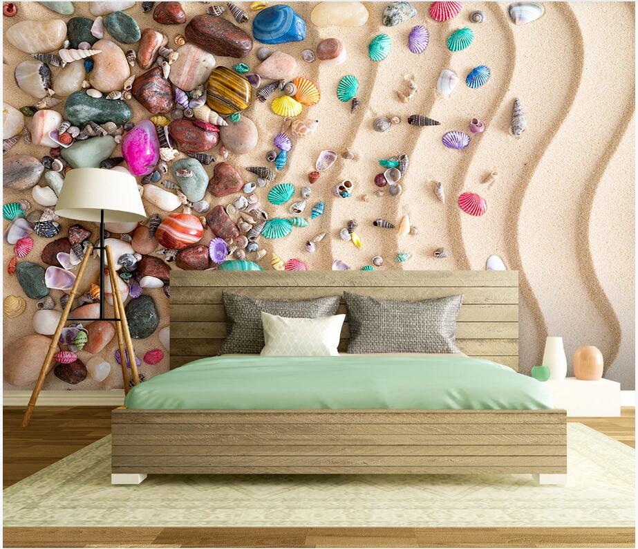 

Custom photo wallpaper mural 3d wall paper Beach beach shell stone 3D TV sofa background wall mural home decor wallpaper for walls 3 d, Non-woven wallpaper