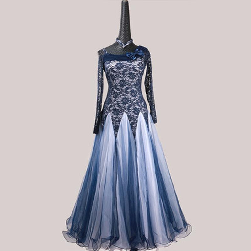 

Waltz dance skirt new dress big put on ballroom dance high-end performance ballroom long skirt, Blue