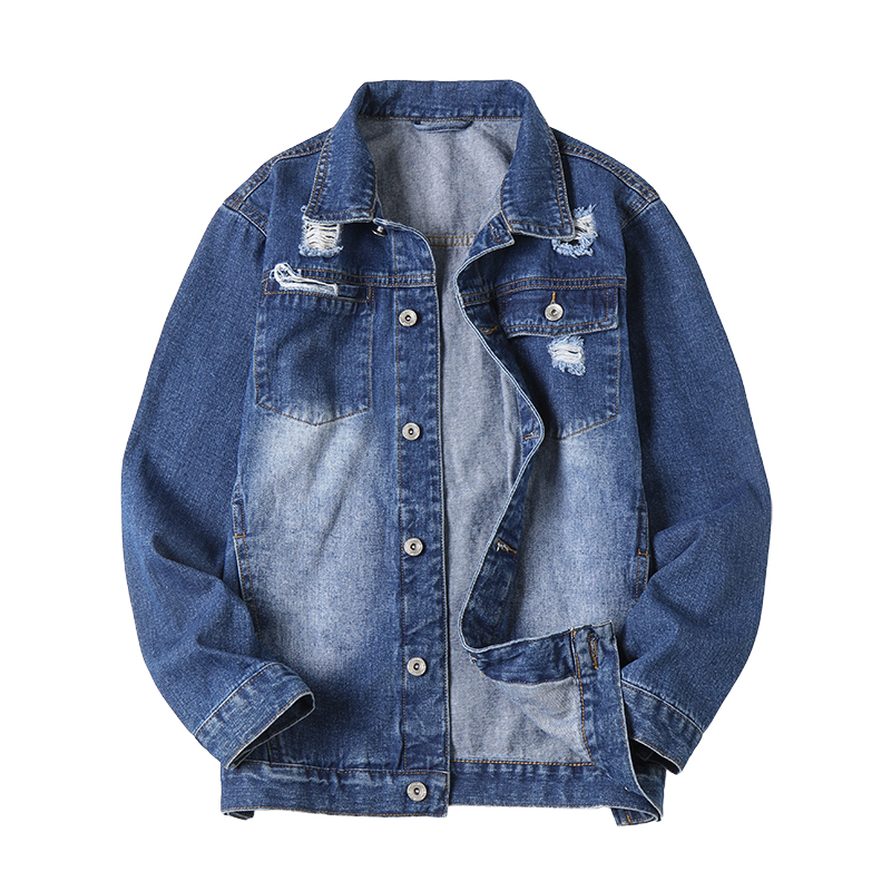 

Autumn plus denim jacket men's loose fashion large size men's jacket, Blue