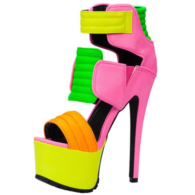 

DORATASIA New Unique Women Sexy Super High Heels Shoes Fashion Street Platform Sandals Women Colorful Party Sandals, Yellow