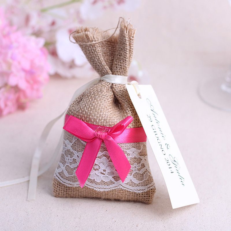

Vintage Burlap Wedding Candy Bag Gift Bags Pouches Jewelry Packaging Bags Favor Boxes Wedding Party Packing Party Supplies