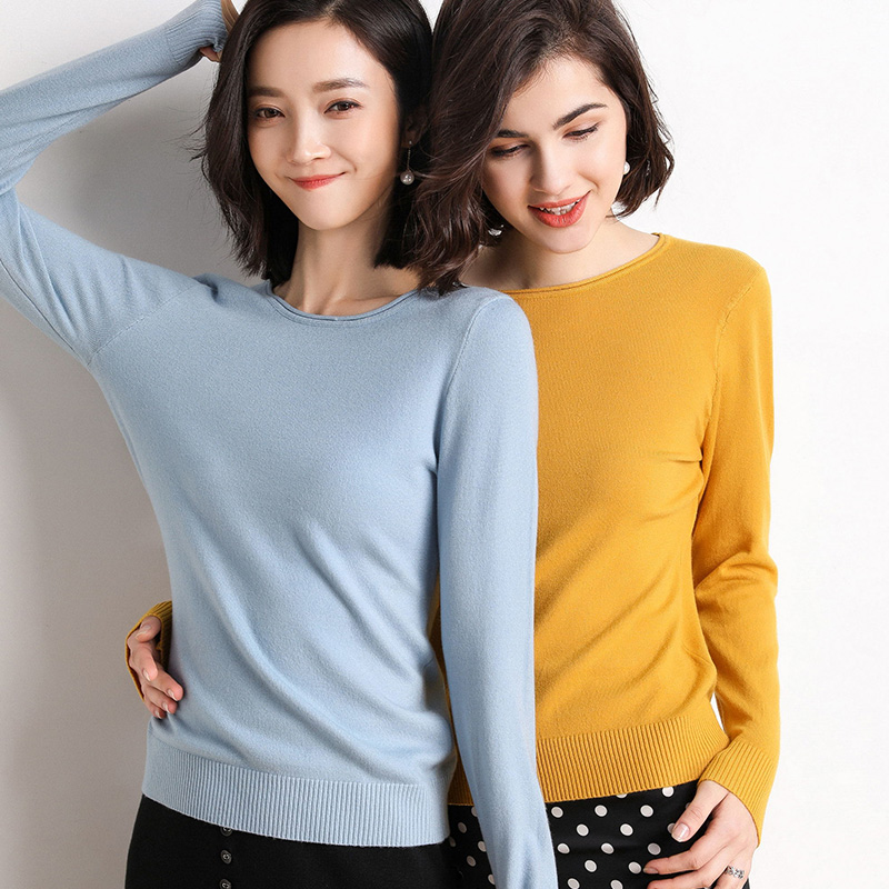 

2020 spring and autumn new round neck sweater long sleeve sweater women loose knitted pullover, Beige