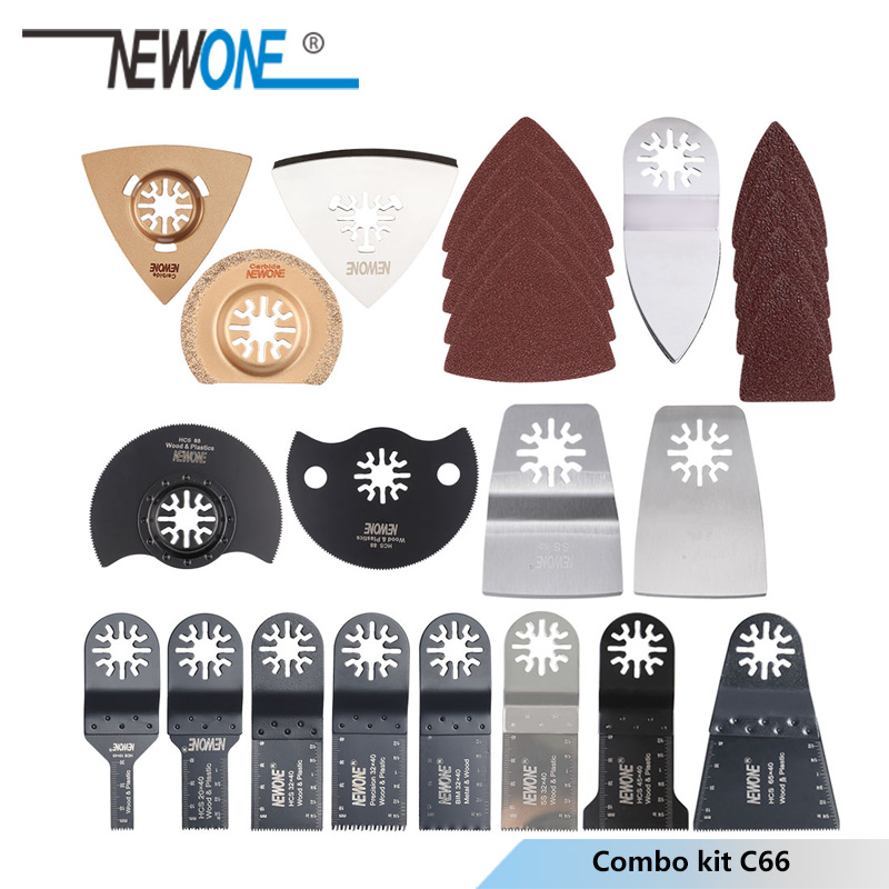 

NEWONE 100pcs Universal HCS/Japan-tooth/BIM Oscillating Tool Multi tool saw blades combo kit for wood/metal/plastic/tail cutting