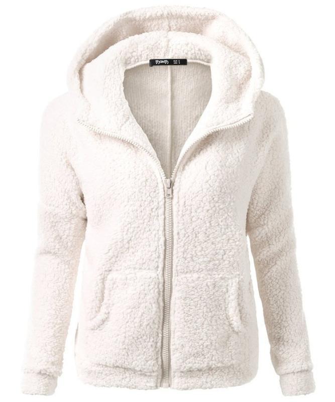 

Hooded Outwear Fall Newest Fashion Design Winter Women's Apricot Long Sleeve Loose Streetwear Hoody White Coat