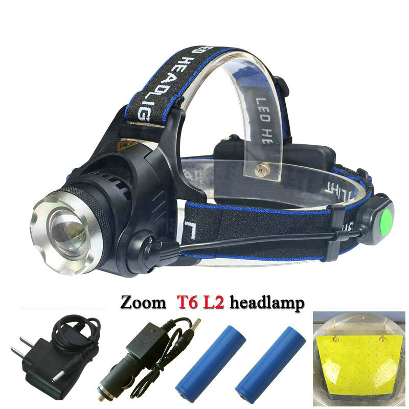 

3800 lumens led headlamp cree xml t6 xm-l2 Headlights Lantern 4 mode waterproof torch head 18650 Rechargeable Battery 2020 New