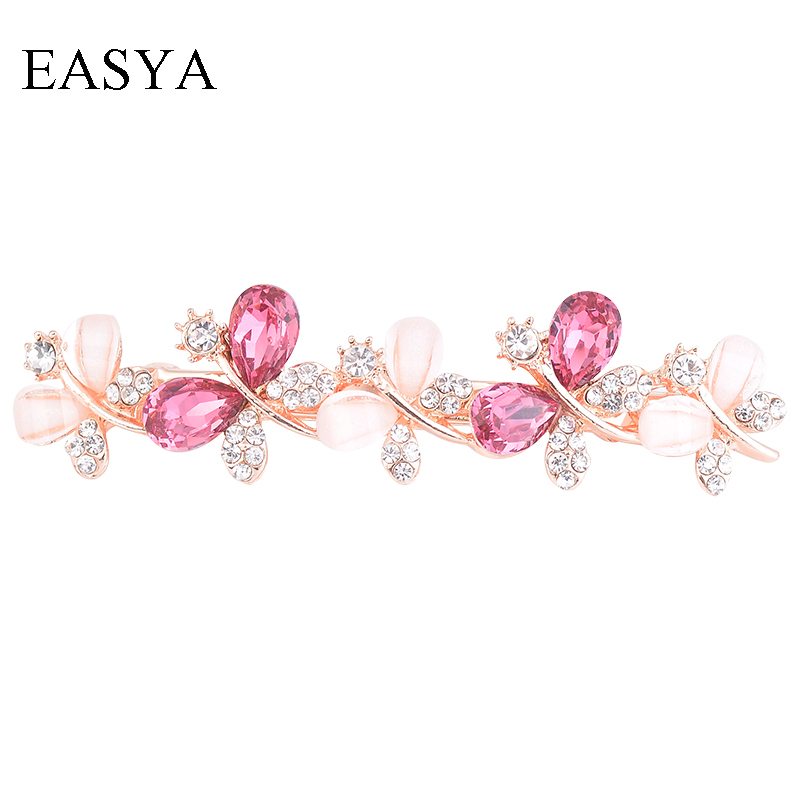 

EASYA 3 Colors Fashion Shiny Butterfly Barrettes Hairwear Women's New Design Crystal Rhinestone Hairpins Jewelry