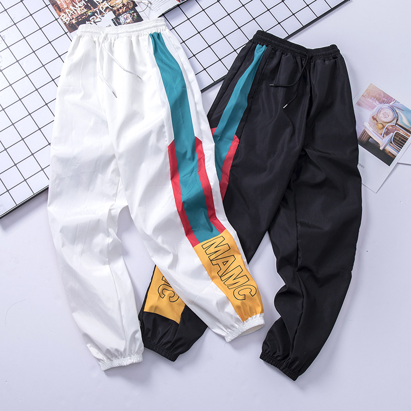 

2020 Label Track Harem Pants Homme Streetwear Male HipHop Side Stripe Track Jogger Pants Men, Black