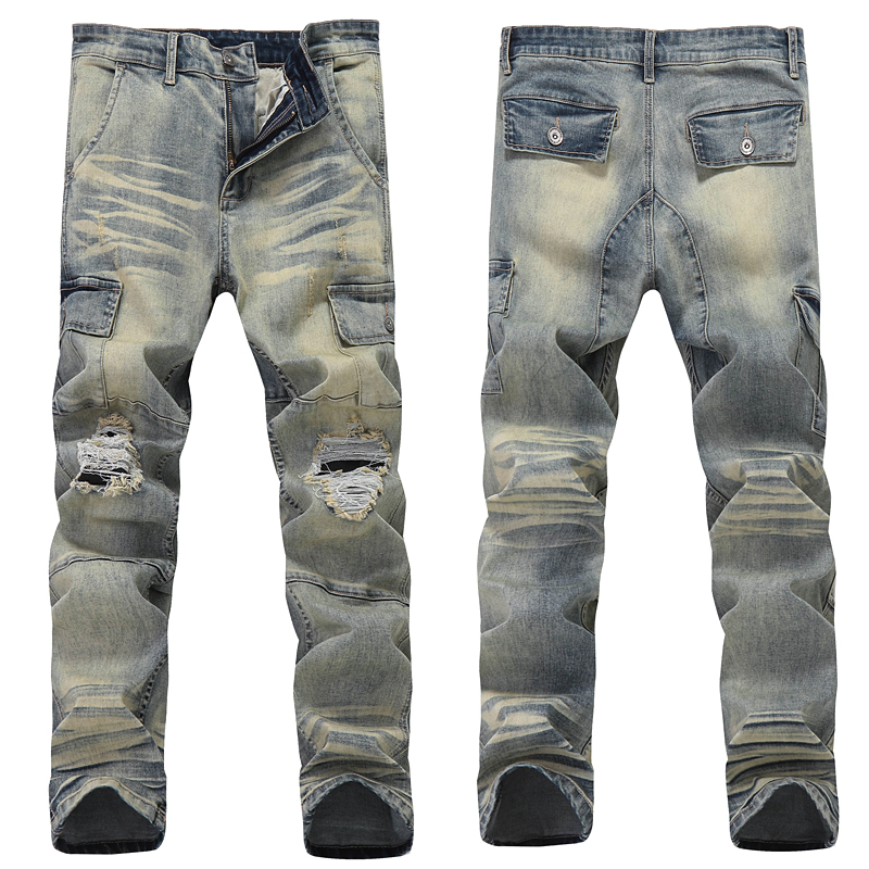 

Skinny Jeans Men Jean Homme Ripped Spijkerbroeken Heren Pants Biker Slim Fit Denim Pant Trousers Special High Quality Soft, 1916