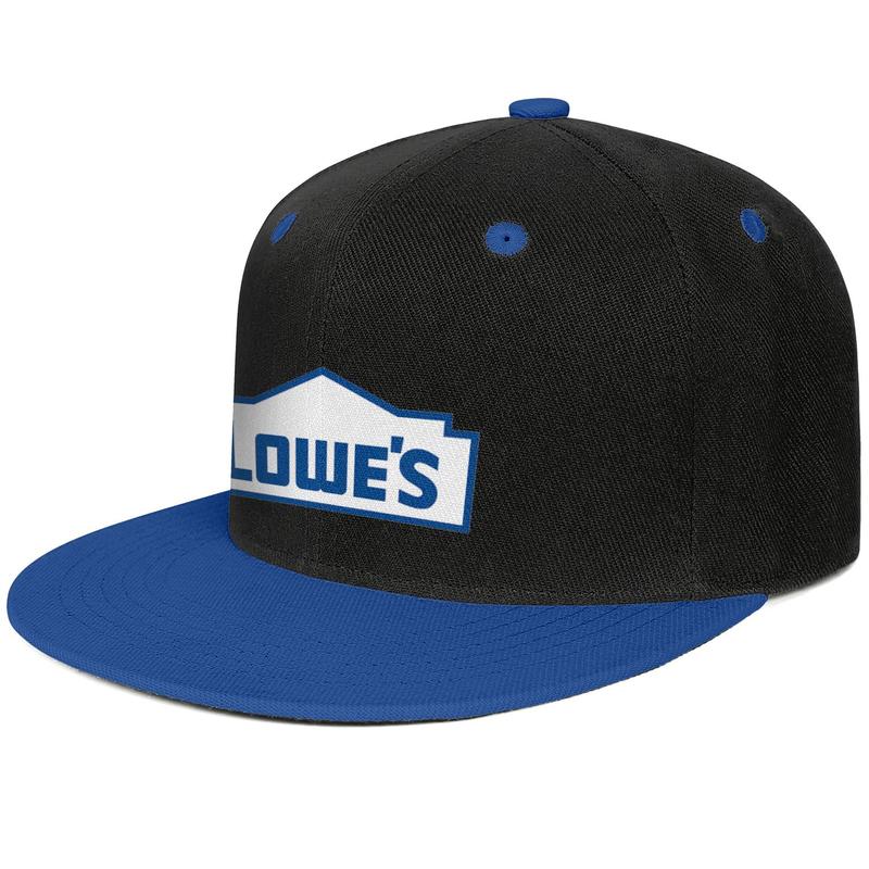 

Logo Lowe's Unisex Flat Brim Baseball Cap Cool Youth Trucker Hats lowe's gold logo Wire frame Home Black side on white, Blue;gray