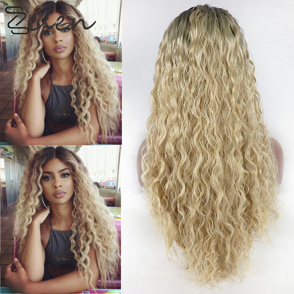

Zesen Ombre Blonde Synthetic Lace Front Wigs with Baby Hair Curly Long Hair Resistant 13*4 Glueless with Natural Hairline