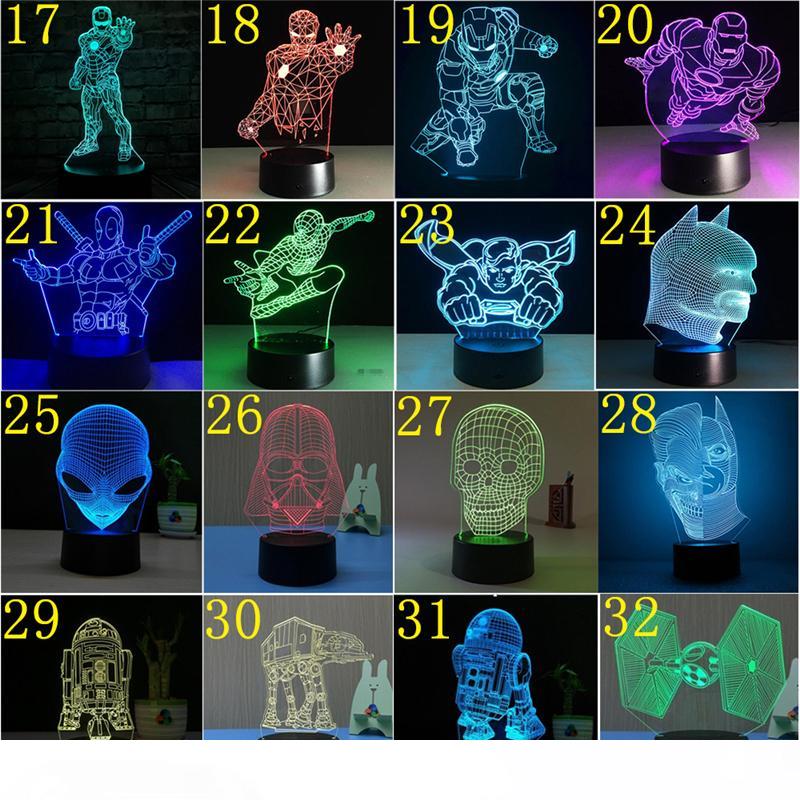 

3D LED Night Light USB 7 Color Touch Switch 3d optical illusion lamp Novelty 3D Acrylic Table Lamp 176 Pattern Optional