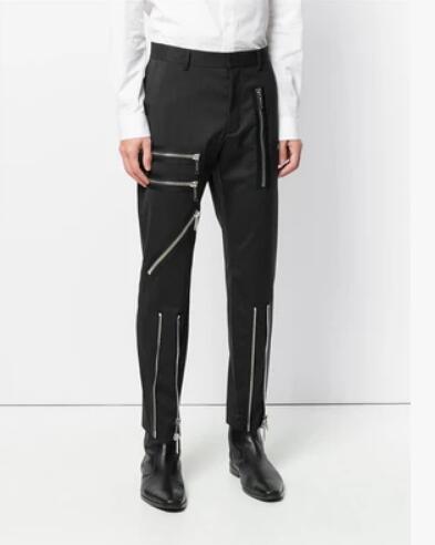 

27-44 New Men clothing fashion Casual Zipper suit pants Hair stylist singer Personality harem pants trousers plus size costumes, Black