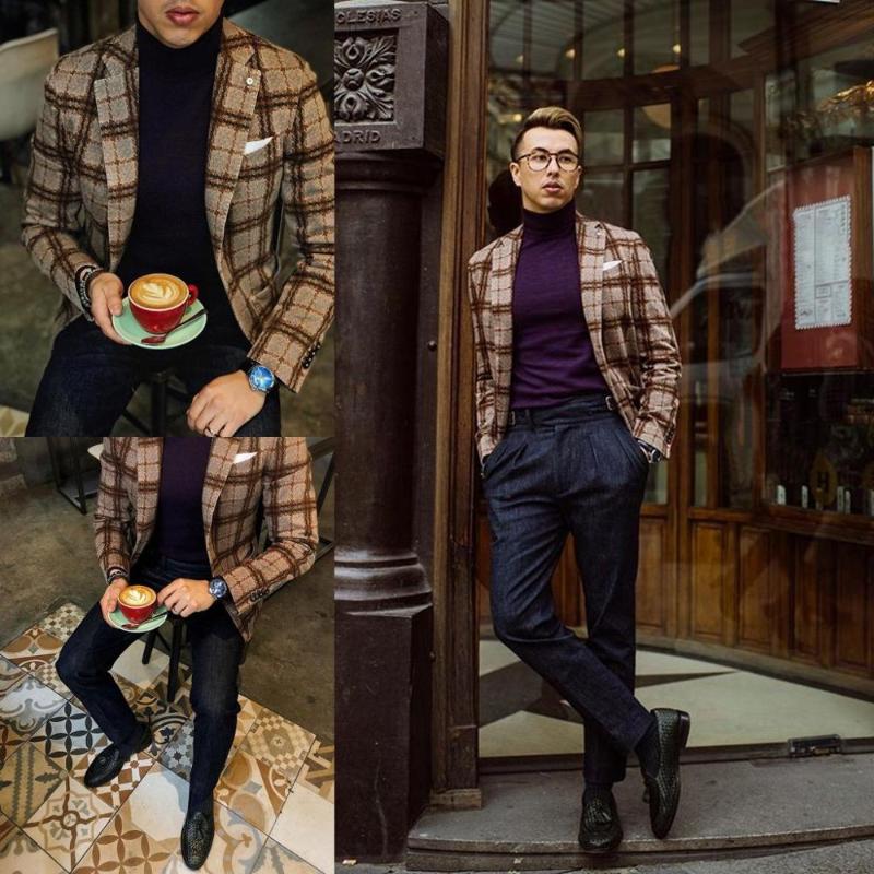 

2020 Handsome Mens Suits Wool Blend Notched Lapel Costume Homme Formal Leisure Men Suit Custom Made, Beige