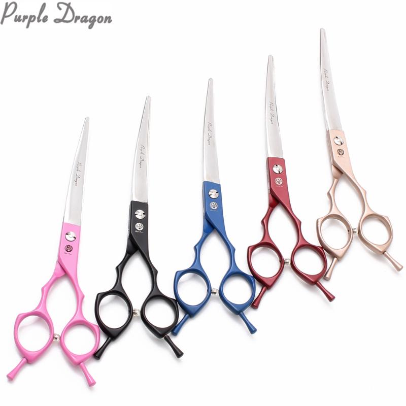 

Z4009 7" JP 440C Purple Dragon Up Curved Scissors Bend Up Scissors Dogs Grooming Professional Pet Finger Rest
