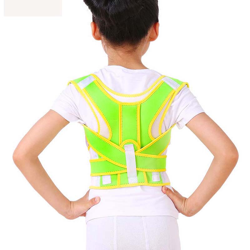 

Shoulder Back Brace Support Belt Adjustable Posture Corrector Clavicle Spine Lumbar Posture Correction For Children kids, Green