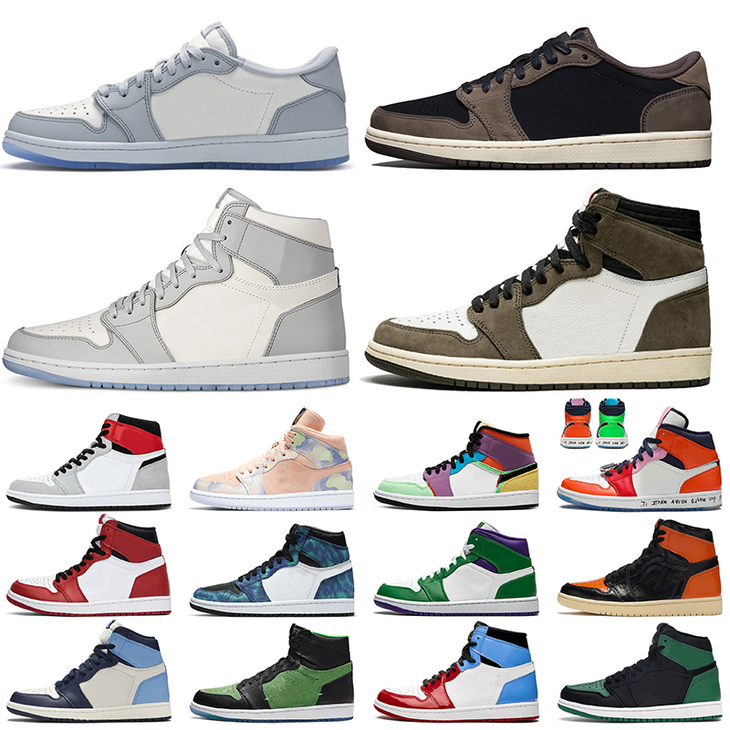 

Low High OG Travis 1 1s Womens Mens basketball shoes Light Smoke Grey FEARLESS Tie Dye jumpman 1 sneakers trainers 36-46 Digital Pink, #3 high og light smoke grey 36-45