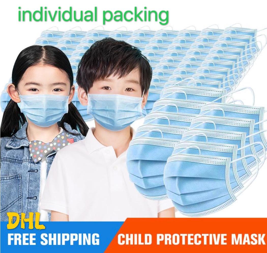 

Kids masks 3-15years Designer Facemask Fashion face Mask Children 3 layers Disposable Mask Protective Kid Mouth DHL 3--5days delivery
