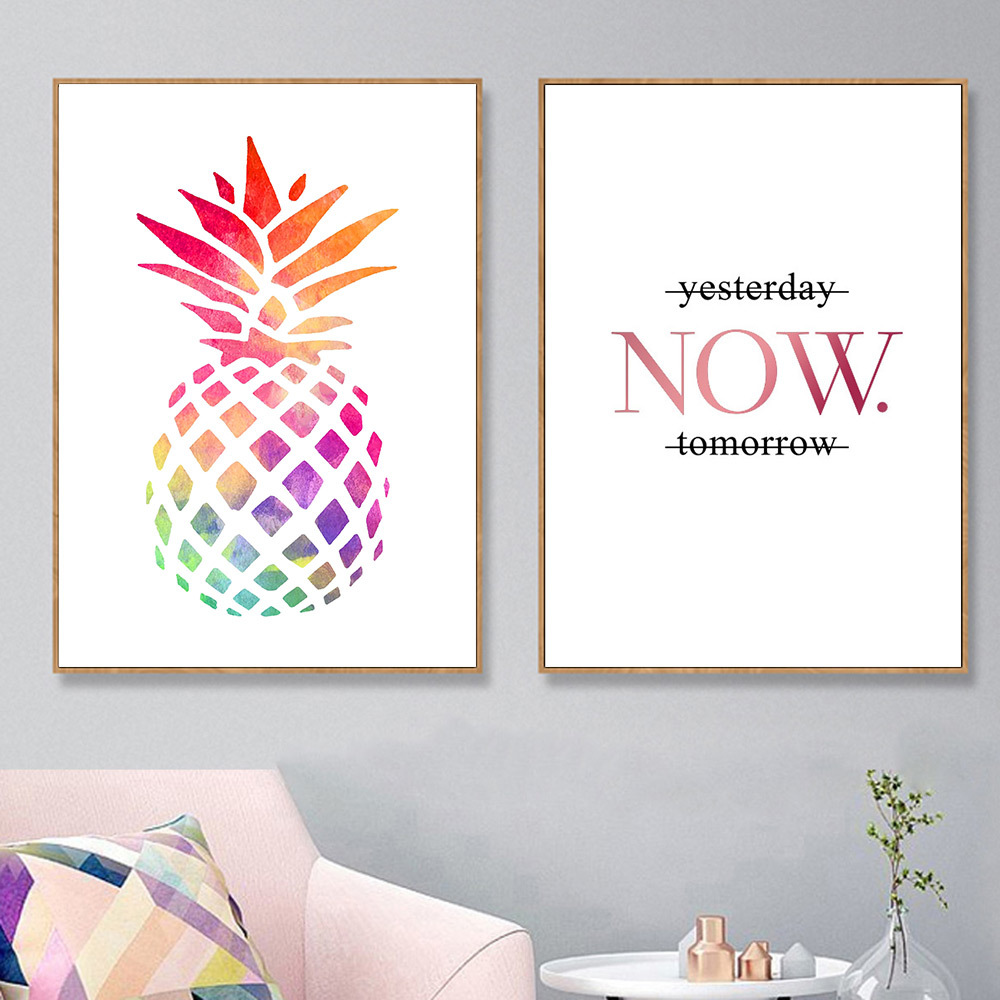 

Minimalist Poster Watercolor Pineapple Posters And Prints Nordic Quotes Wall Art Canvas Paintings For Living Room Unframed