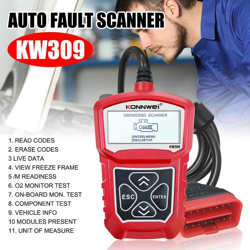 

KONNWEI Universal Upgrade KW309 OBDII Auto Car Diagnostic Scanner Tool OBDII/2 Code Reader EOBD Scanning Machine 7 Languages