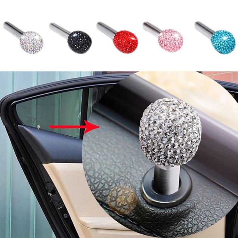 

2Pcs Shiny Rhinestones Car Vehicle Interior Door Lock Knob Pull Pins Decoration interior modification accessories Door lock