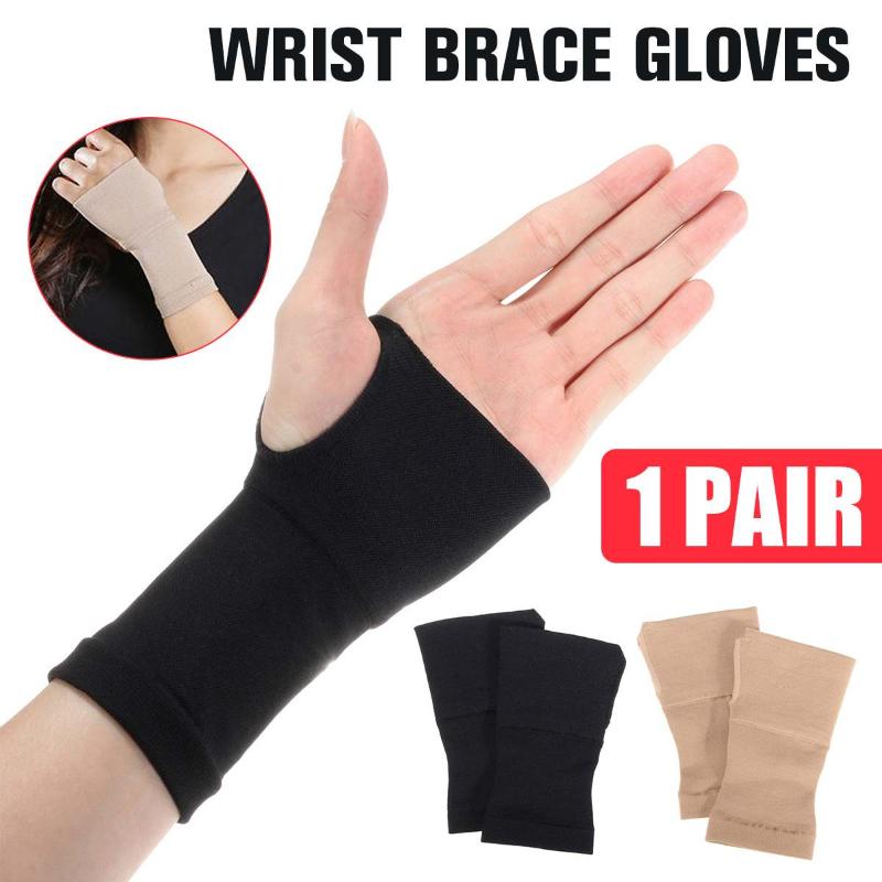 

1 Pair Carpal Tunnel Thumb Wrist Elastic Hand Strap Brace Support Arthritis Gloves Sports Bandage Gym Wrap, Black s
