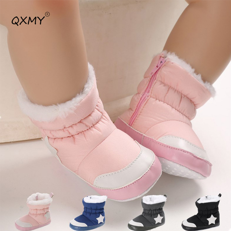 

QXMY Baby Shoes For Children First Walkers Newborn Girl Boy Winter Soft Anti-slip Warm Snowfield Booties Boot Infant Toddler, Black
