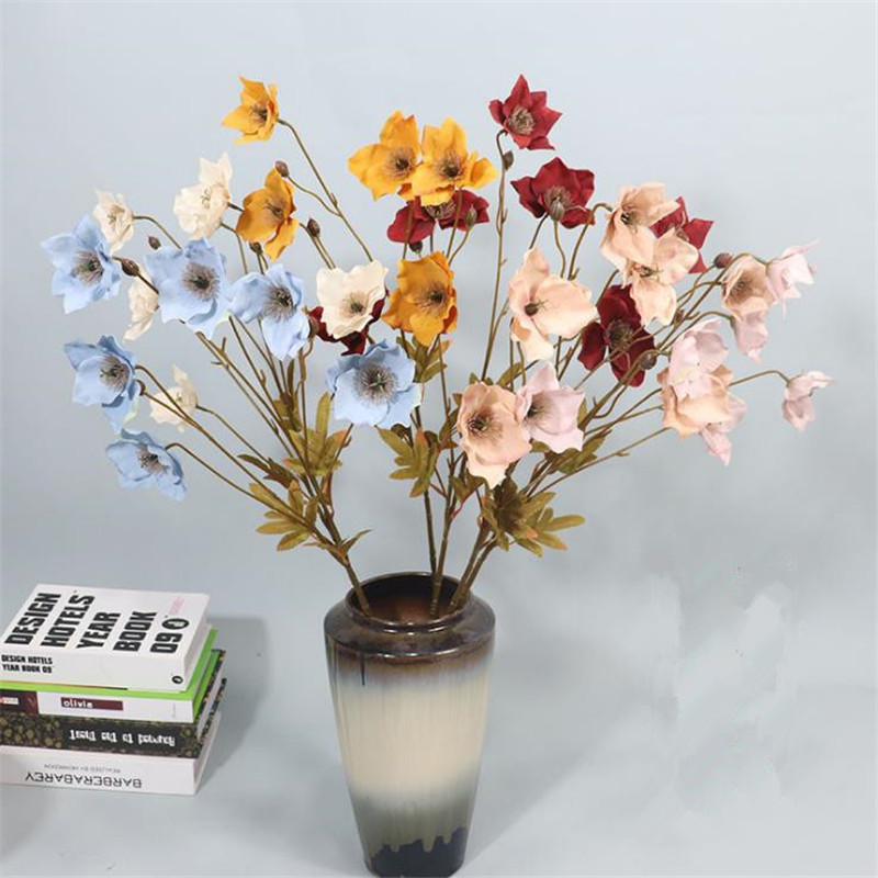 

10Pcs Fake Long Stem Narcissus (6 heads/piece) 31.5" Simulation Autumn Daffodils for Wedding Home Decorative Artificial Flowers, Blue