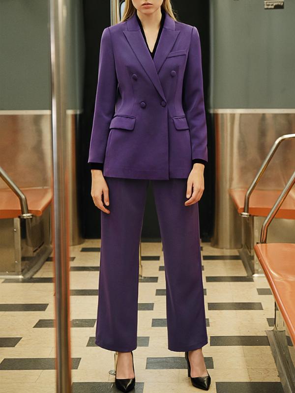 

2020 New Design Purple Ladies Suits Blazer Spring Summer Women Suits Office Wear Female Work Wear 2Piece Suits(Jacket+Pants, Blue