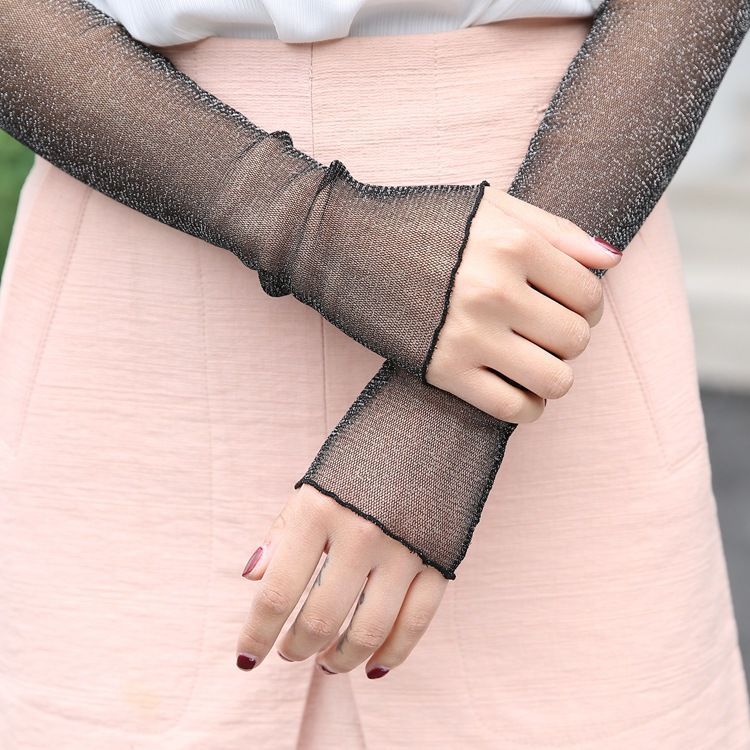 

Gauze Summer Viscose Sun-resistant Cuff Sun-resistant Breathable Women's Outdoor Driving Hand Cuff Arm Guard Set Sleeves UV-Prot, Beige