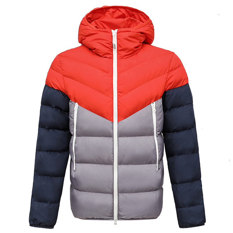 

Down Jacket Winter Coats Mens Women Thick Coat Hooded Patchwork Parka Street Sport Windbreaker Warm top quality Outerwear Designer cotton clothes Unisex, Black