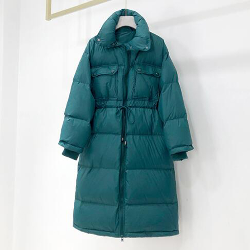 

2020 New down Winter Women Coat Warm Women Jacket Korean version 90% White duck down Mid-length jacket, Beige