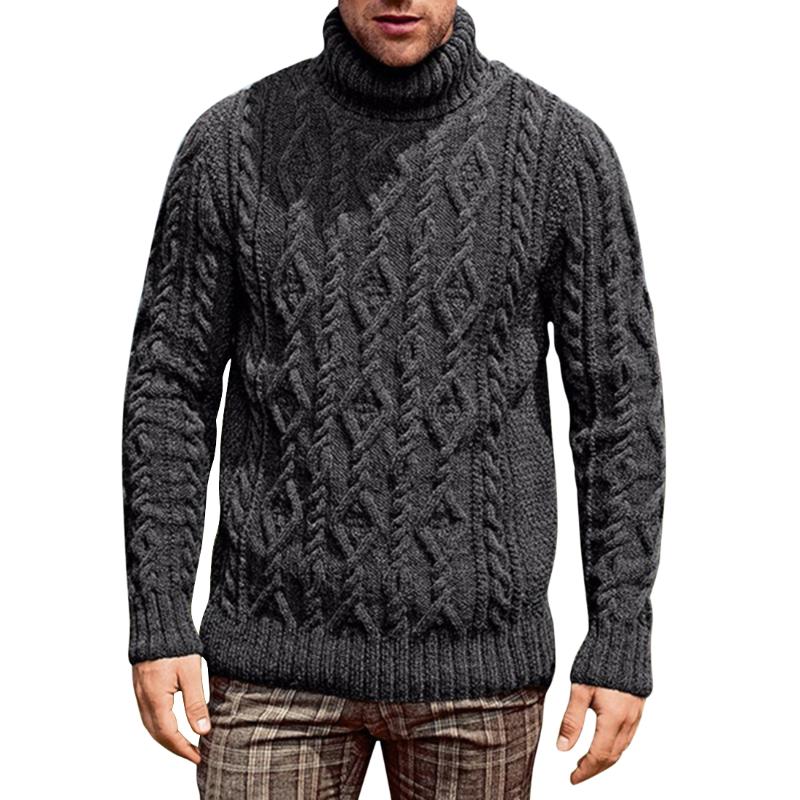 

4 Color Men New Sweater Solid Color Long Sleeve Turleneck Winter Knitted Blouse Casual Plus Size Knitwear Pullover, Color 4