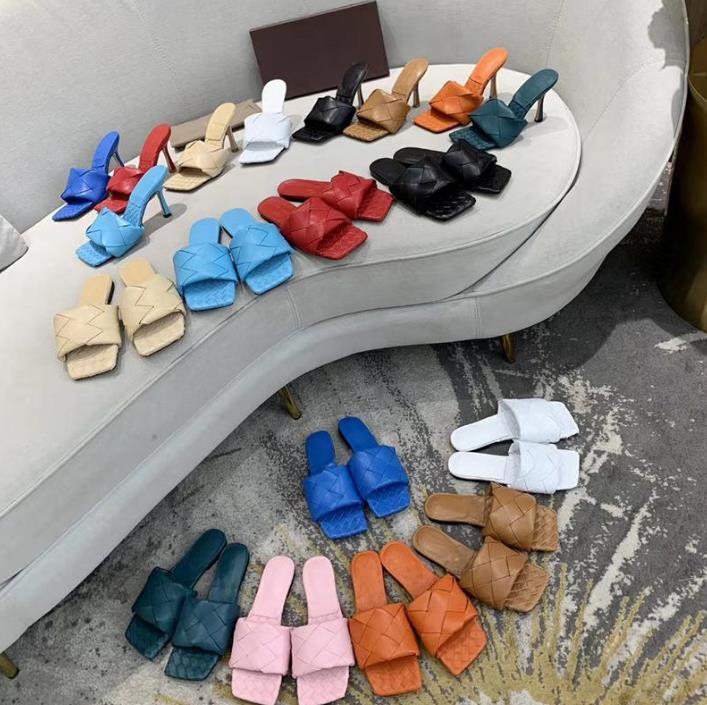 

Fashion women's high heels Lido sandals summer slippers woven leather sandals sexy party sandals with box shoes, Colour 1